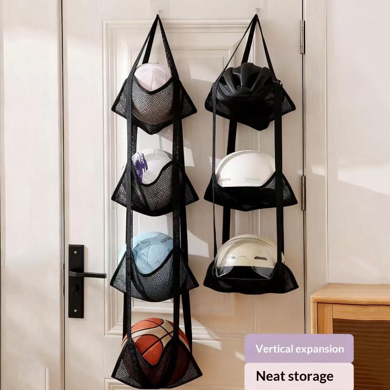 Sports Equipment Garage Storage - Soccer Ball Holder, Wall Mounted Mesh