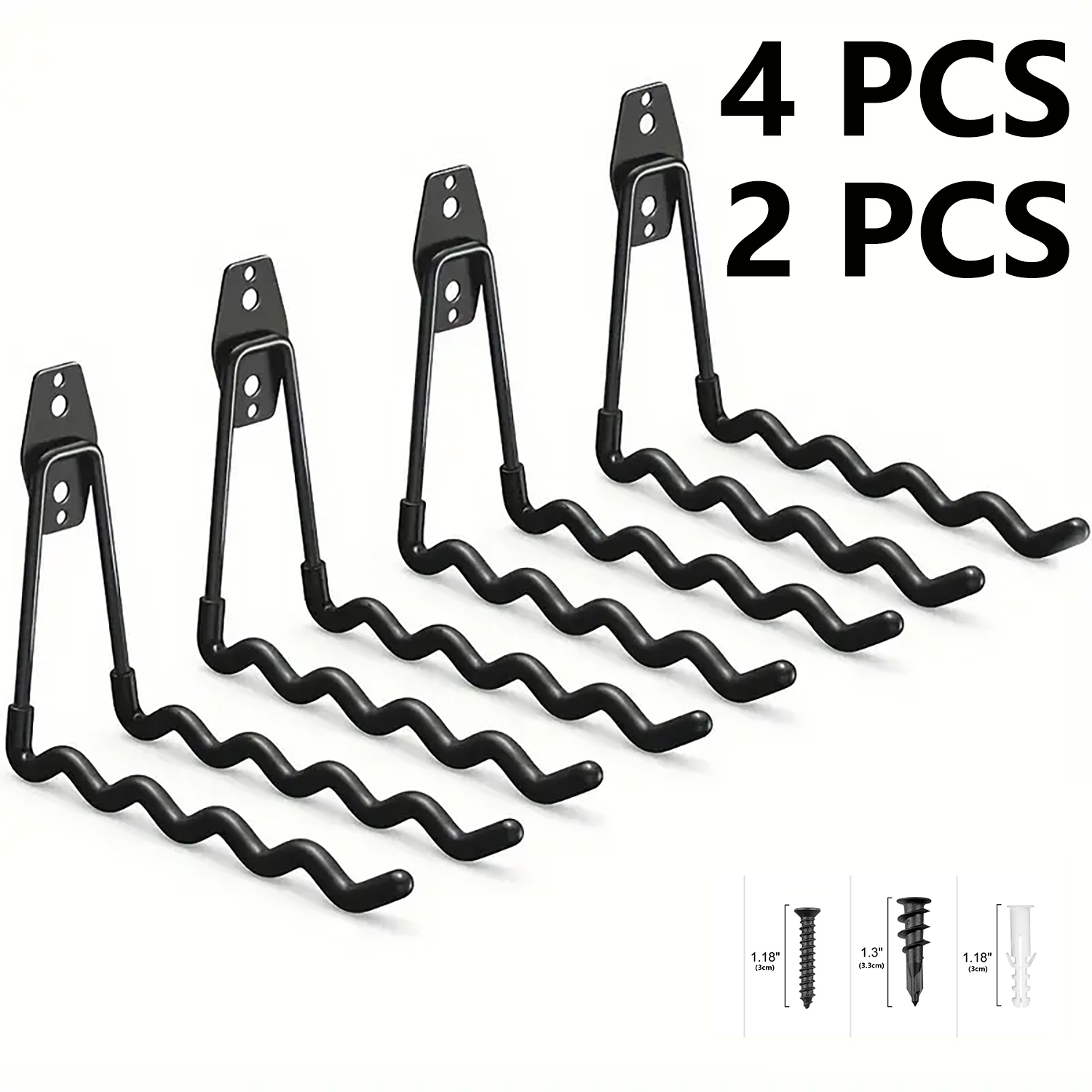 Sports Equipment Garage Storage - 2-Pack/4-Pack Heavy-Duty Metal Garage Hooks, Wall-Mounted