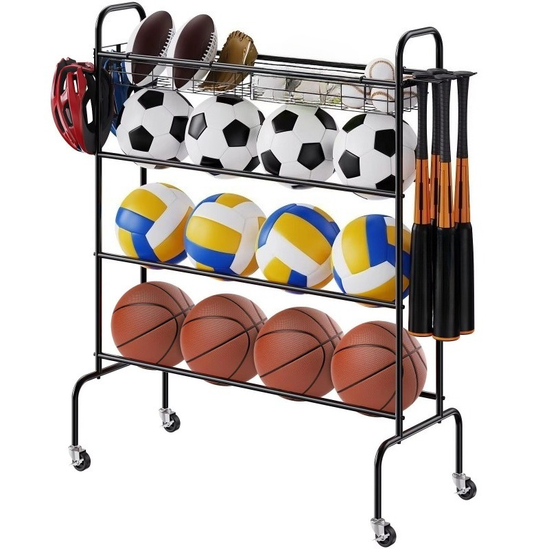 4-layer rolling basketball hoo - Sports Equipment Garage Storage review and price
