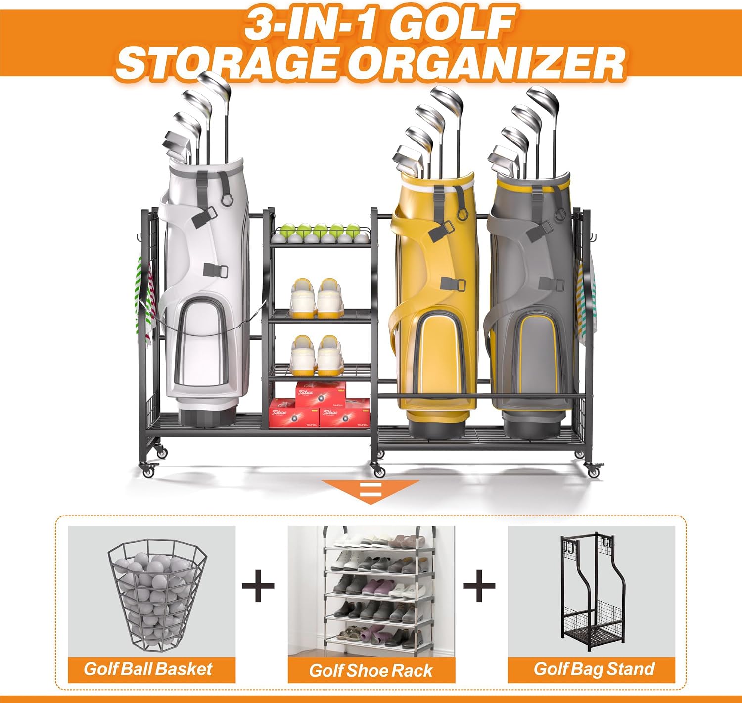Golf Bag Storage Rack Organize - Sports Equipment Garage Storage review and price