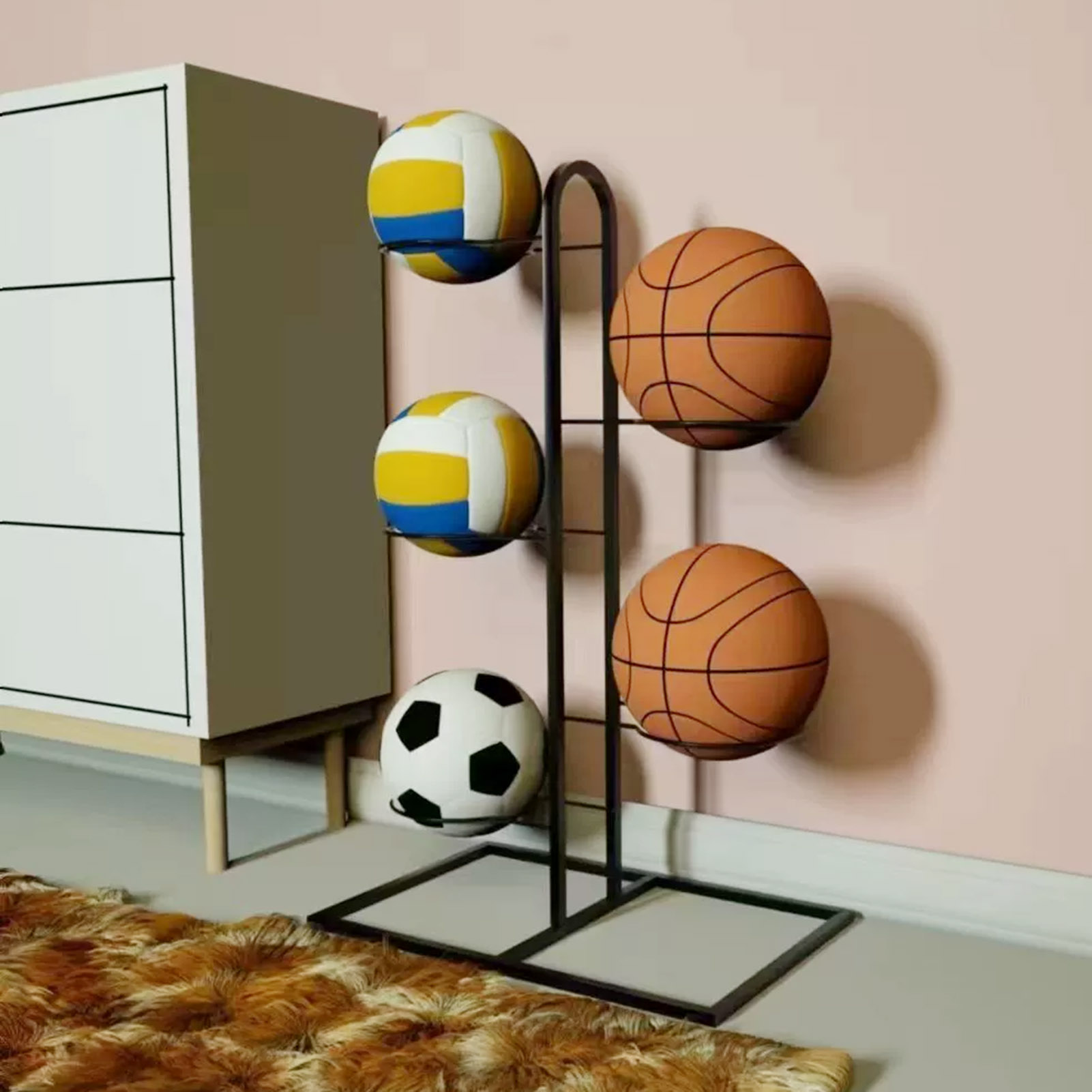 Foldable Basketball Rack Multi - Sports Equipment Garage Storage review and price